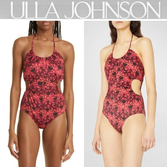 Ulla Johnson Mabel Halter Cut Out One-Piece Swimsuit - Wild Rose Sz M Nwt 350$